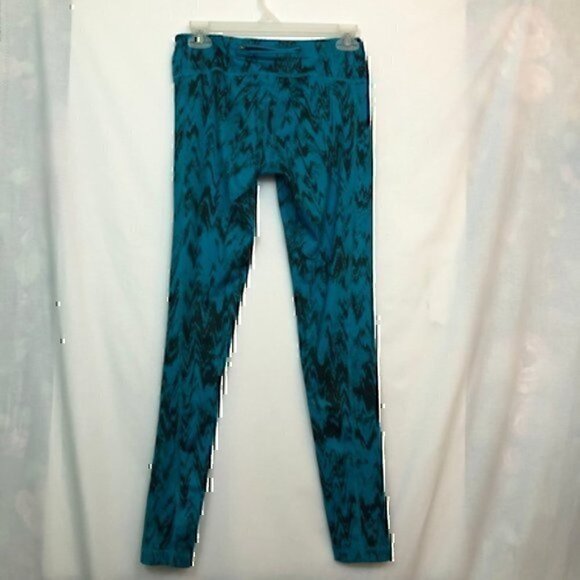 Z BY ZELLA Slim Ikat Legging Teal Blue Black Geometric Printed Active Workout XS - Picture 7 of 8